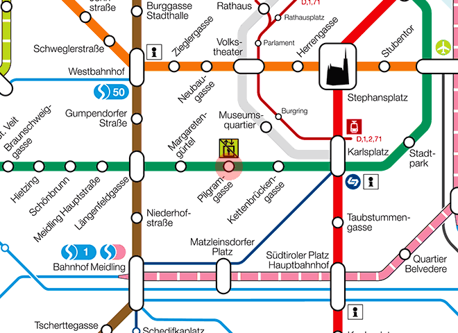 Pilgramgasse station map
