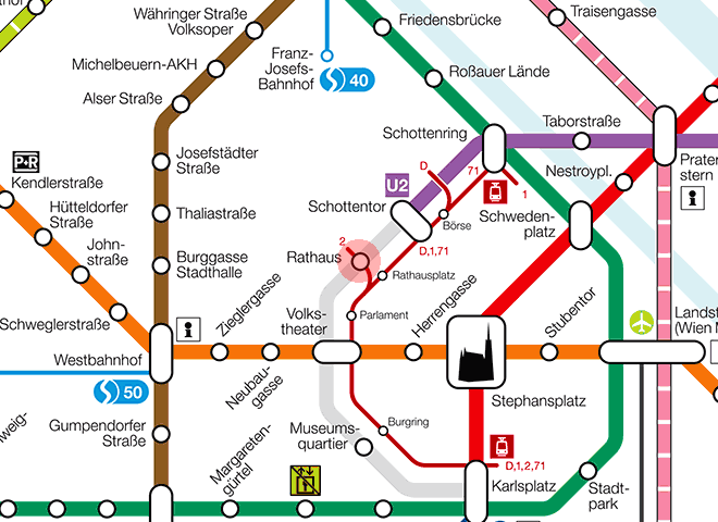 Rathaus station map