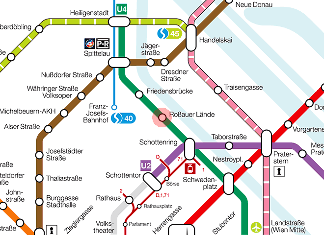 Rossauer Lande station map