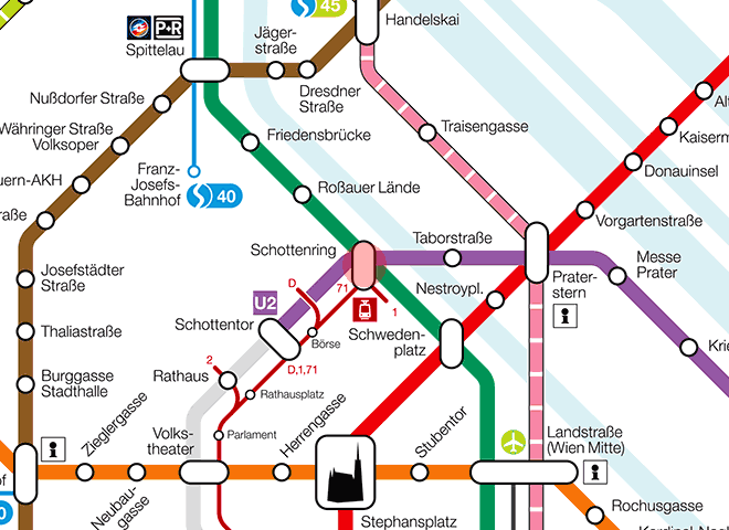 Schottenring station map
