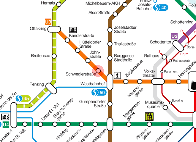 Schweglerstrasse station map
