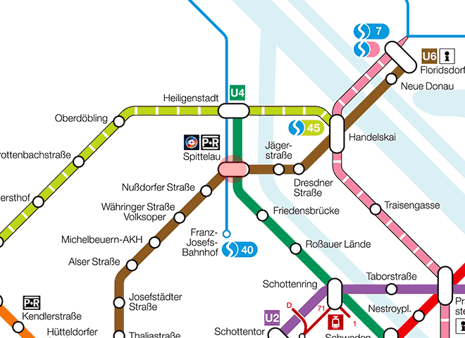Spittelau station map