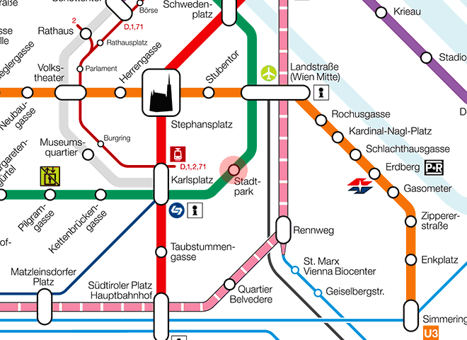 Stadtpark station map