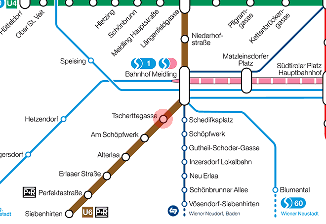 Tscherttegasse station map