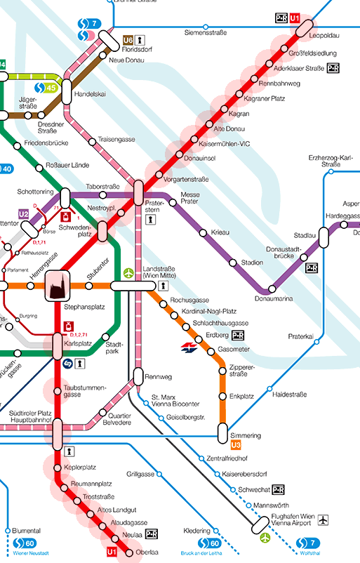 Vienna U-Bahn U1 Line map