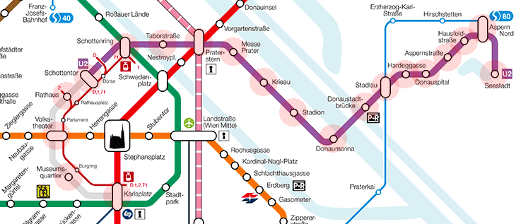 Vienna U-Bahn U2 Line map