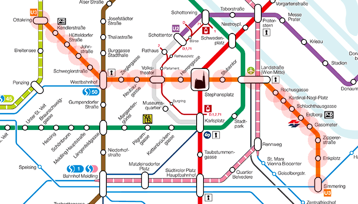 Vienna U-Bahn U3 Line map