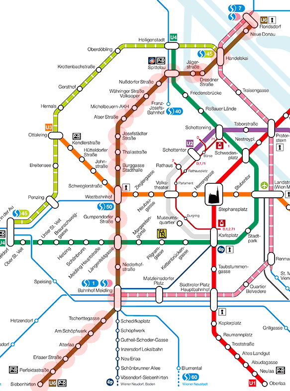 Vienna U-Bahn U6 Line map
