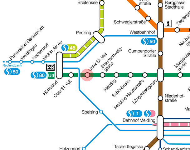 Unter St. Veit station map