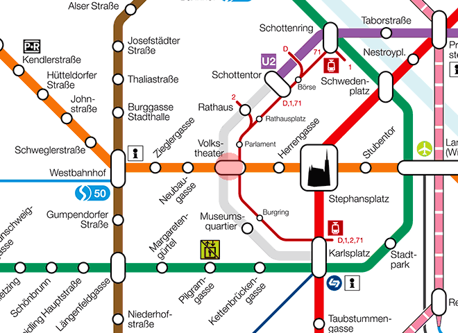 Volkstheater station map