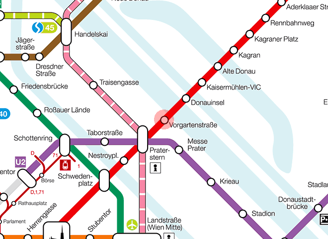 Vorgartenstrasse station map