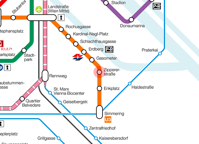 Zippererstrasse station map