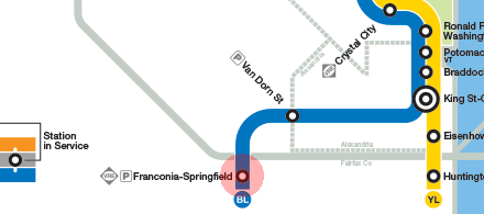 Franconia-Springfield station map