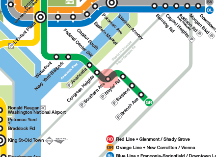 Southern Ave station map