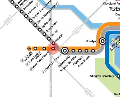 West Falls Church - VT station map